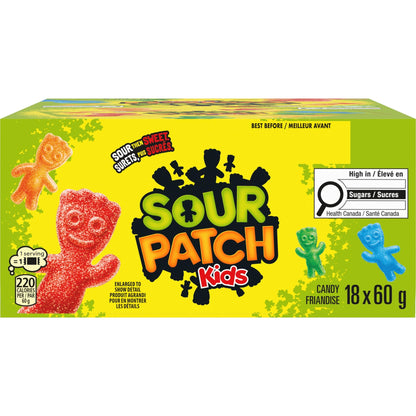 Sour Patch Kids Original Gummy Candy - 60g Bags, Pack of 18