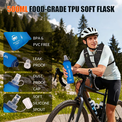 ONETOALL Running Vest for Women & Men, Hydration Backpack 6L - 1x 500ml Flask Included, 16 Reflective Points, Emergency Whistle, Lightweight Breathable for Trail Running, Hiking (Black) - Available at All In One Marketplace Canada