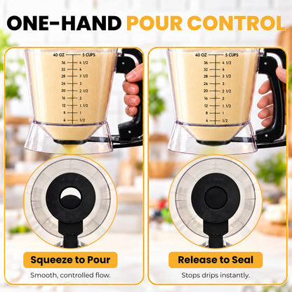 Eggssentials Pancake Dispenser for Batter - Pancake Mix Dispenser Cupcakes, and Muffins – Precision, Mess Free – Cake Mix Dispenser Bottle for Baking & Griddle - Black Color 🍁 All In One Marketplace Canada