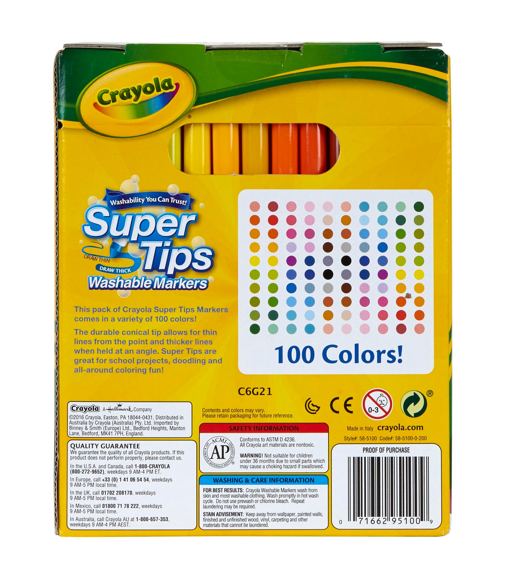Crayola Super Tips Washable Markers, 100 Count, Bulk, Great for Kids - Available at All In One Marketplace Canada