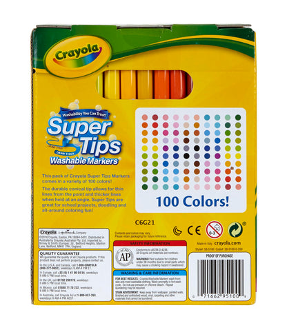 Crayola Super Tips Washable Markers, 100 Count, Bulk, Great for Kids - Available at All In One Marketplace Canada