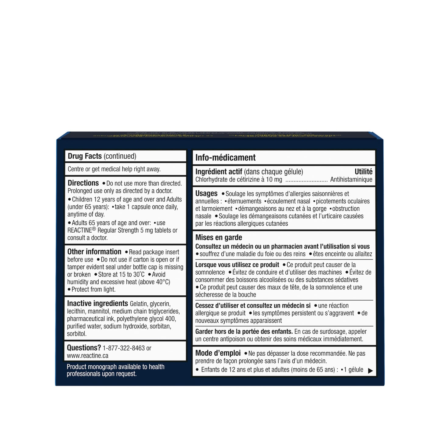 Reactine Extra Strength Antihistamine Liquid Gel Pills - 10mg Cetirizine Hydrochloride - Allergy Relief Medicine - 25 count reactine