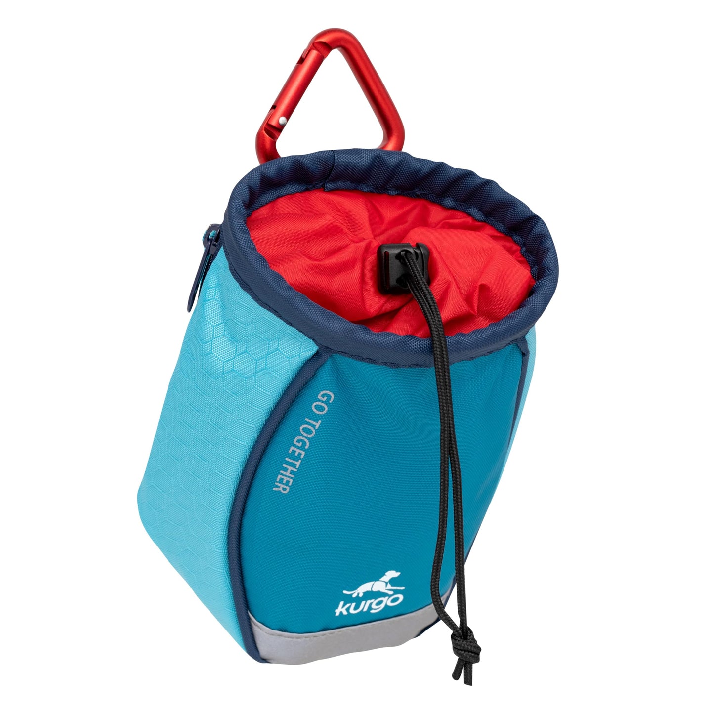 Kurgo Dog Training Treat Pouch Bag, Treat Bags for Dogs, Portable Pet Pocket Waist Clip Bag, Reflective Snack Bag for Pets, Includes Clip and Carabiner, Go Stuff-it Bag, Coastal Blue Kurgo