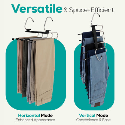 Utopia Home 2 Pack Pants Hangers Space Saving - Clothes Hanger with Stainless Steel Hook & Anti-Slip Design - Closet Organizer for Jeans, Trousers, Skirts, Scarf & Slacks (Black) - Available at All In One Marketplace Canada