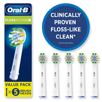 Oral-B FlossAction XFilaments Oral - B Electric Toothbrush Replacement Brush Heads Refill, White (5 Count) Oral-B