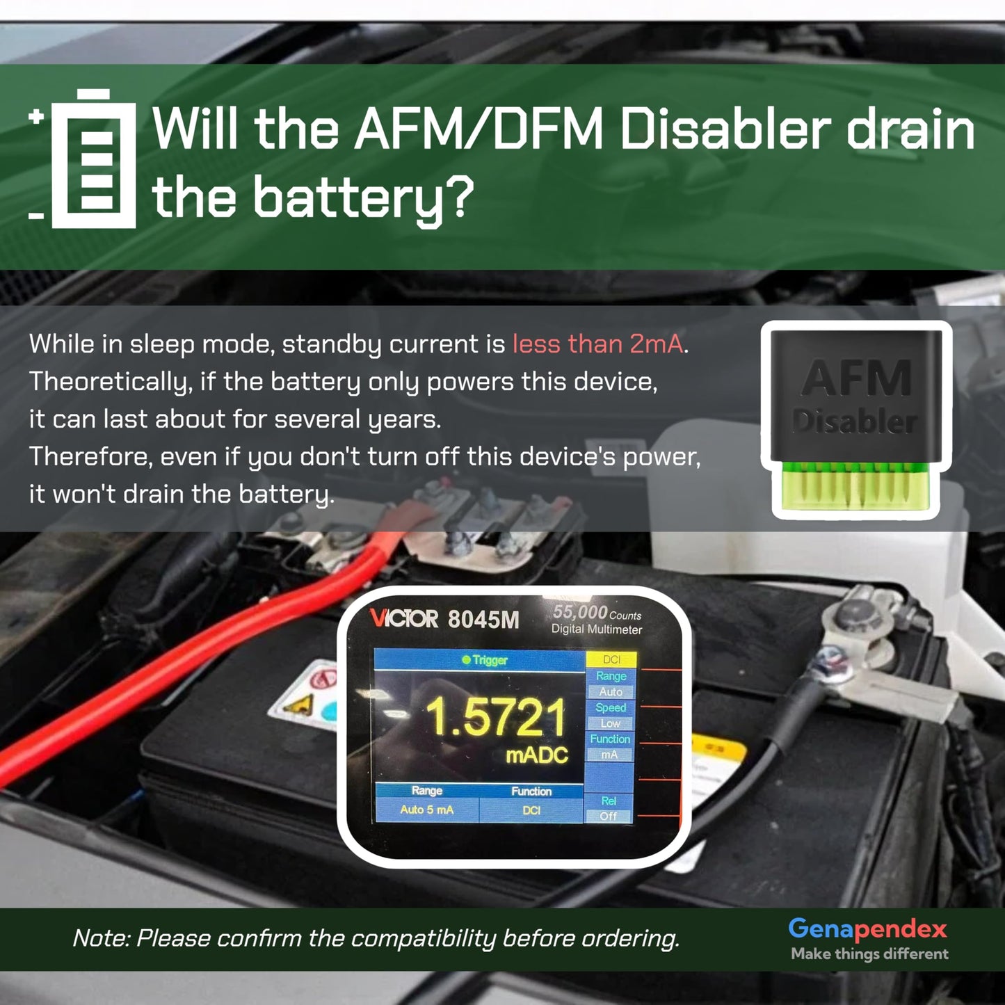 Genapendex AFM/DFM Disabler for 2007-2022 Silverado 1500 Sierra 1500 5.3L 6.2L Engines,Plug & Play GM Truck/SUV DOD Disabler.