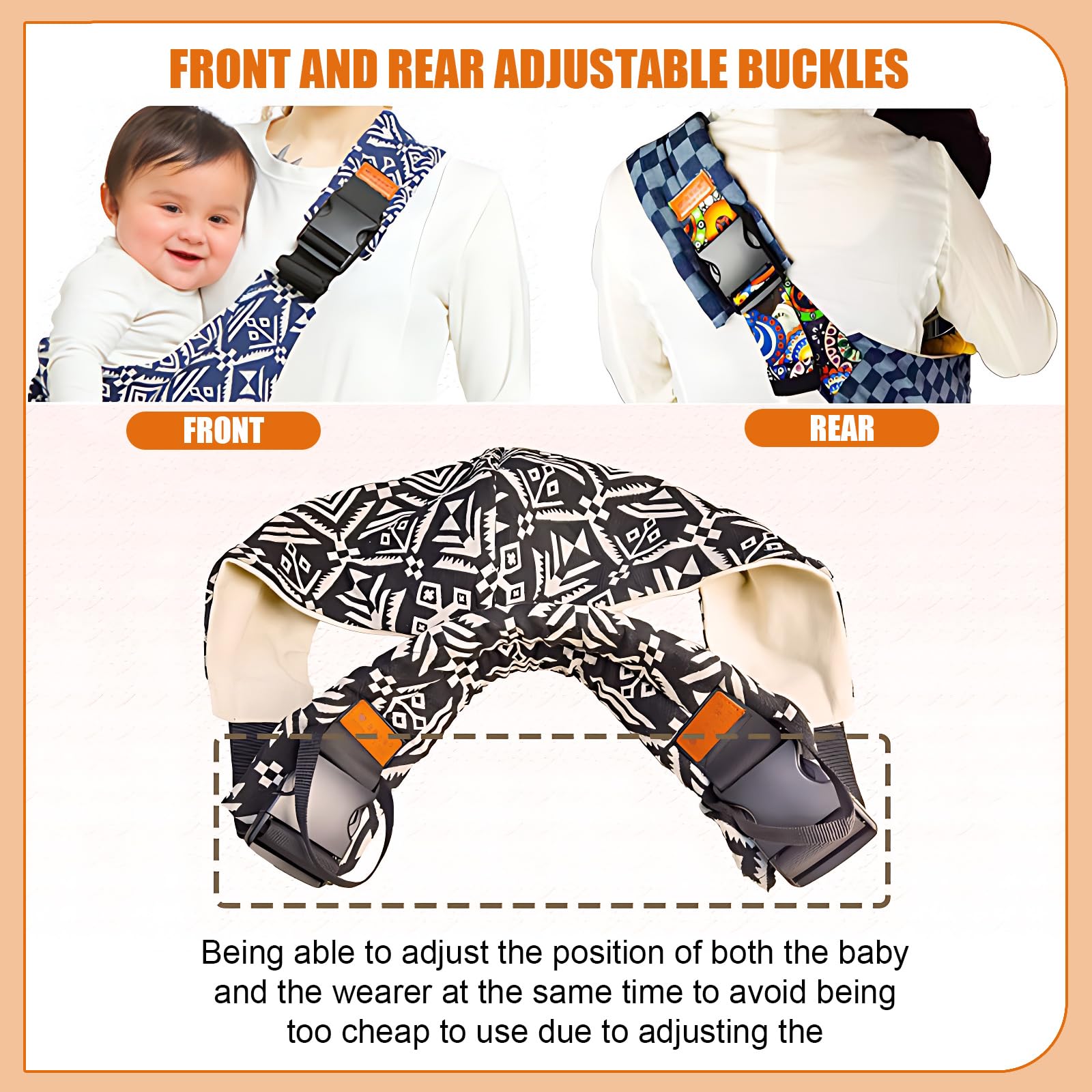 Baby Sling Carrier,2026 New Baby Carrier, Adjustable Baby Sling, Anti-Slip Hip Seat Portable Toddler Carrier,Carrying 10-30 lbs(Black)