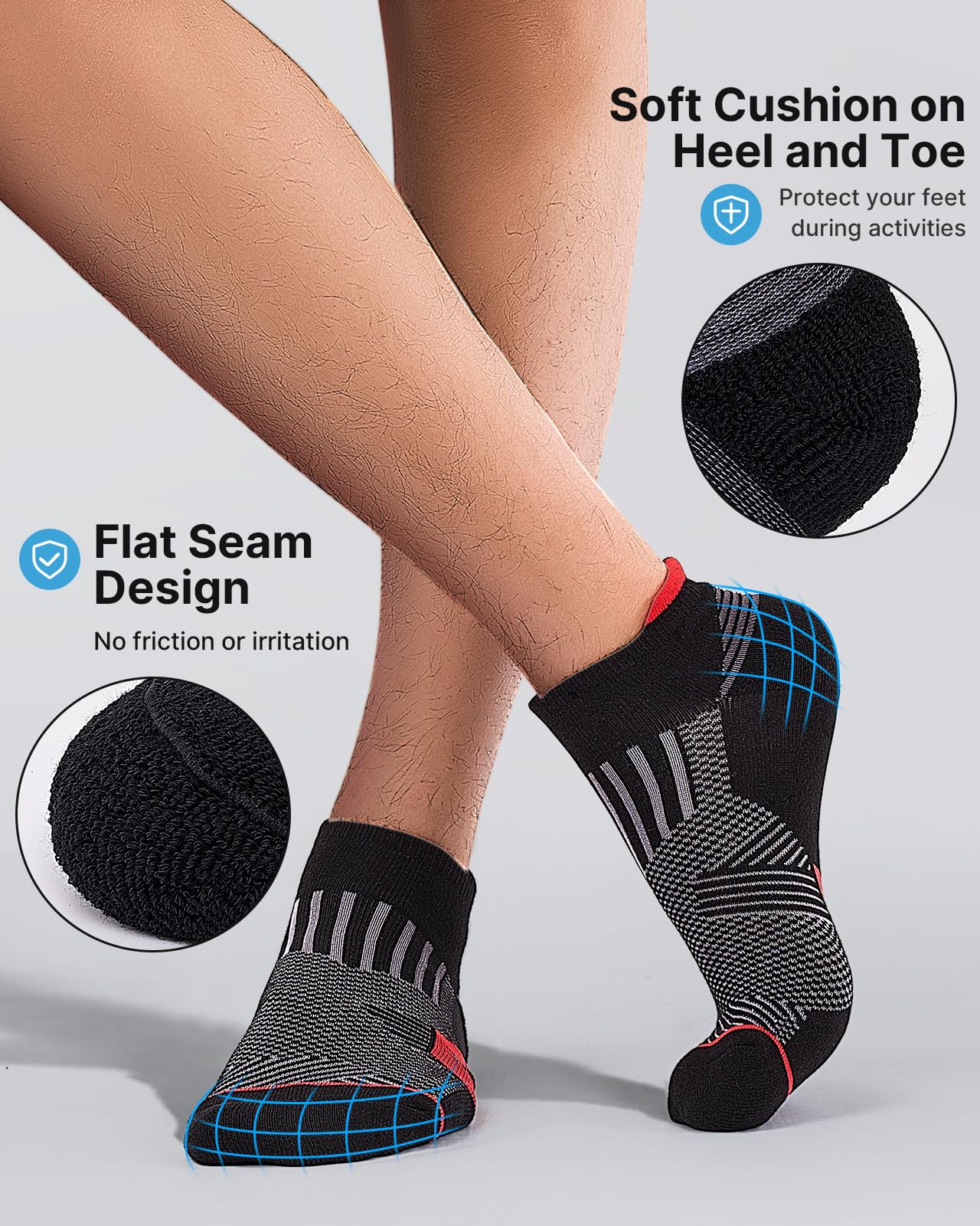 Niorasen Mens Low Cut Ankle Socks, Moisture Wicking Cotton Casual Short Socks, Breathable ＆ Comfy, 6 Pairs, Multicolor, 9-12 - Available at All In One Marketplace Canada