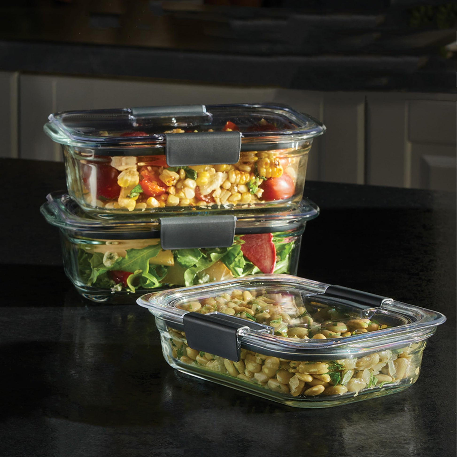 Rubbermaid Brilliance Glass Food Storage Containers, Set of 9 Food Containers with Lids (18 Pieces Total), BPA Free and Leak Proof - Available at All In One Marketplace Canada