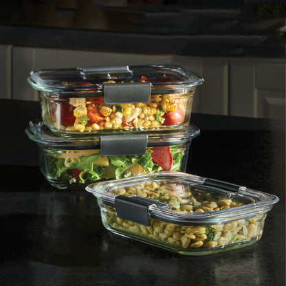 Rubbermaid Brilliance Glass Food Storage Containers, Set of 9 Food Containers with Lids (18 Pieces Total), BPA Free and Leak Proof - Available at All In One Marketplace Canada