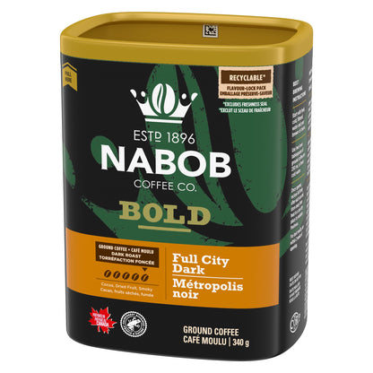 Nabob Dark Bold Roast Full City Dark Ground Coffee, 340g Canister (Pack of 6)