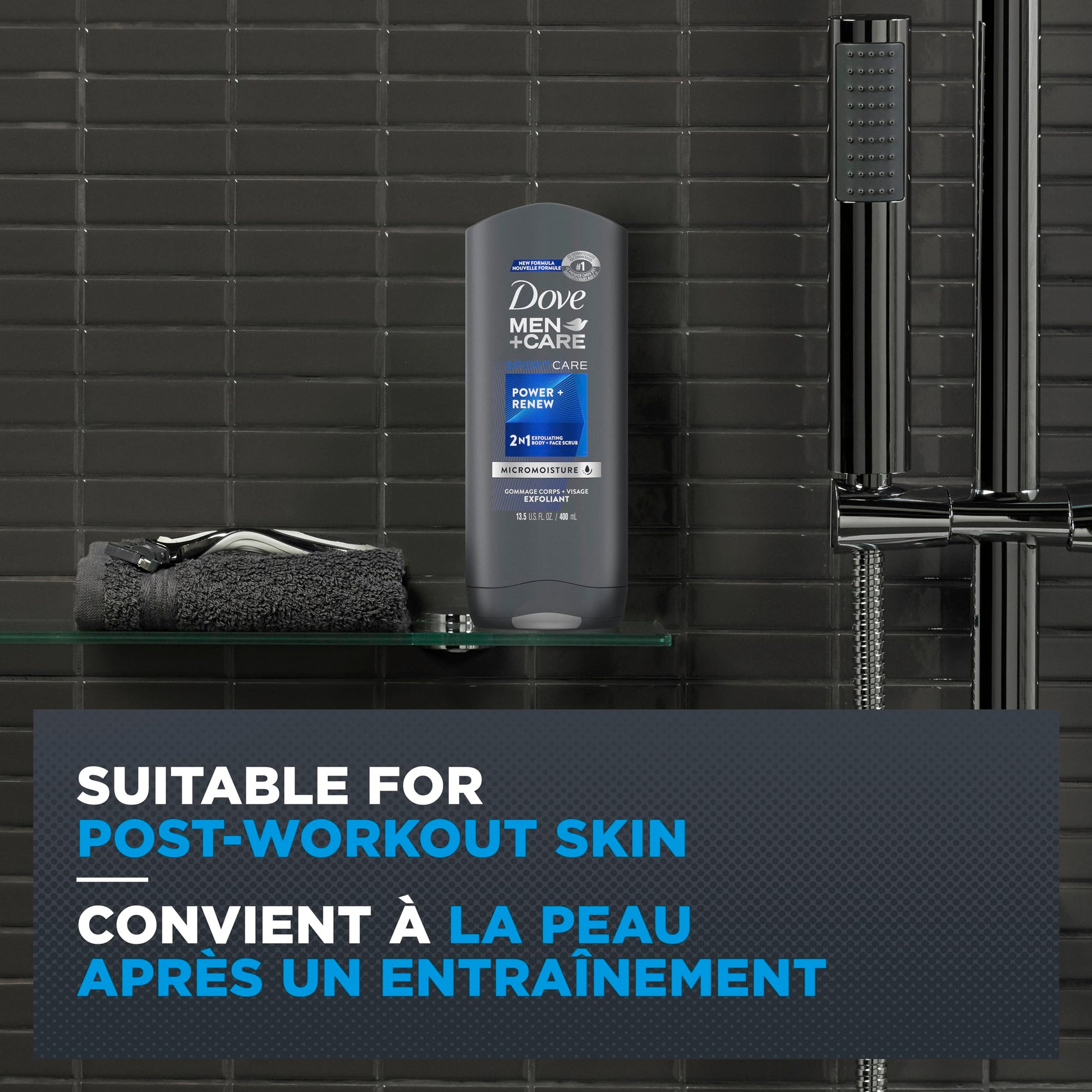Dove Men+Care Refreshing Power + Renew 3N1 Body, Hair and Face Wash with 24-Hour Nourishing Micromoisture Technology Body Wash for Men 400 ml (Pack of 4) - Available at All In One Marketplace Canada