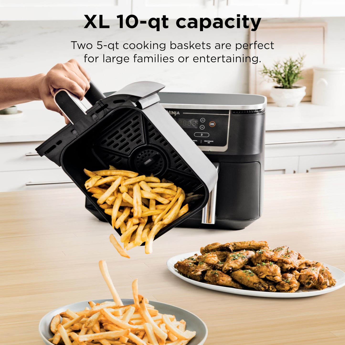 Ninja Foodi 10 QT 6-in-1 DualZone Smart XL Air Fryer, 2 Independent 5QT Baskets, Smart Cook Thermometer, Match Cook, Smart Finish, Air Fry, Roast, Bake, Dehydrate, Reheat, Grey, DZ550 - Available at All In One Marketplace Canada