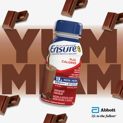 Ensure Plus Calories, Nutritional Supplement Shake Value Pack, To Help With Healthy Weight Gain Or Maintenance, Chocolate, 24 x 235-mL Bottles - Available at All In One Marketplace Canada