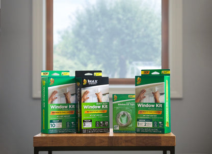 Duck MAX Strength Window Insulation Kit, Winter Window Seal Kit Fits up to 10 Windows, Heavy Duty Shrink Film Cuts to Size for Easy Indoor Installation, Window Tape Included,62 in. x 420 in., Clear