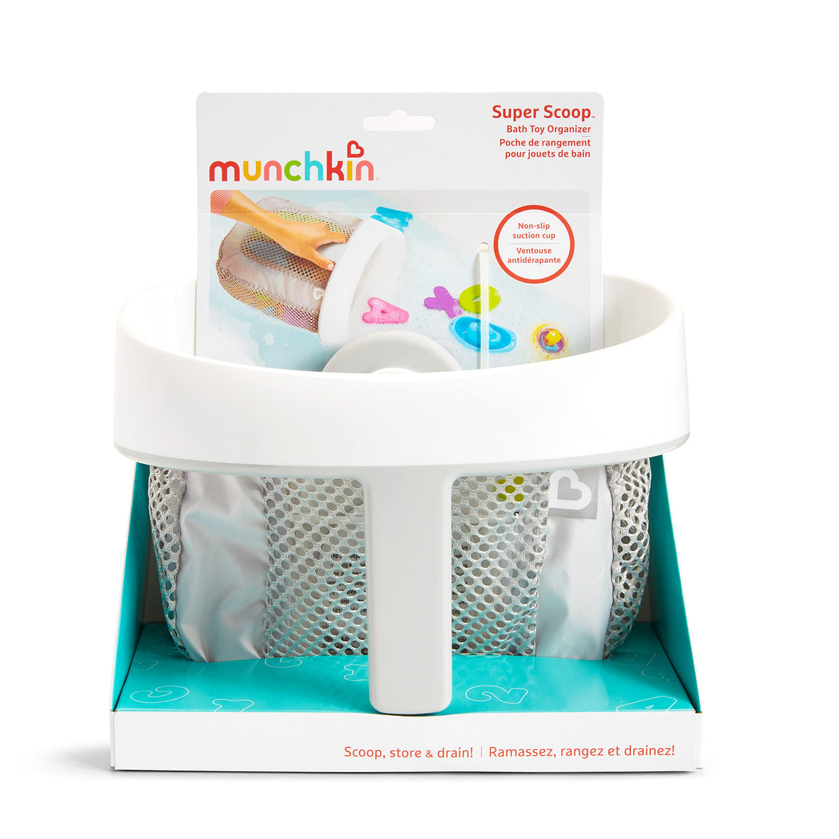 Munchkin Hanging Bath Toy Storage with Quick Drying Mesh, Grey