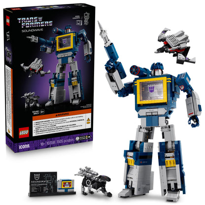 LEGO Icons Transformers: Soundwave - Building Set W/Sound Effects for Adults, 18+ - Model Kit W/Ravage & Laserbeak Figures - DIY Home Decor - Collectible Gift Idea for Sci-FI & Movie Fans - 10358 - Available at All In One Marketplace Canada