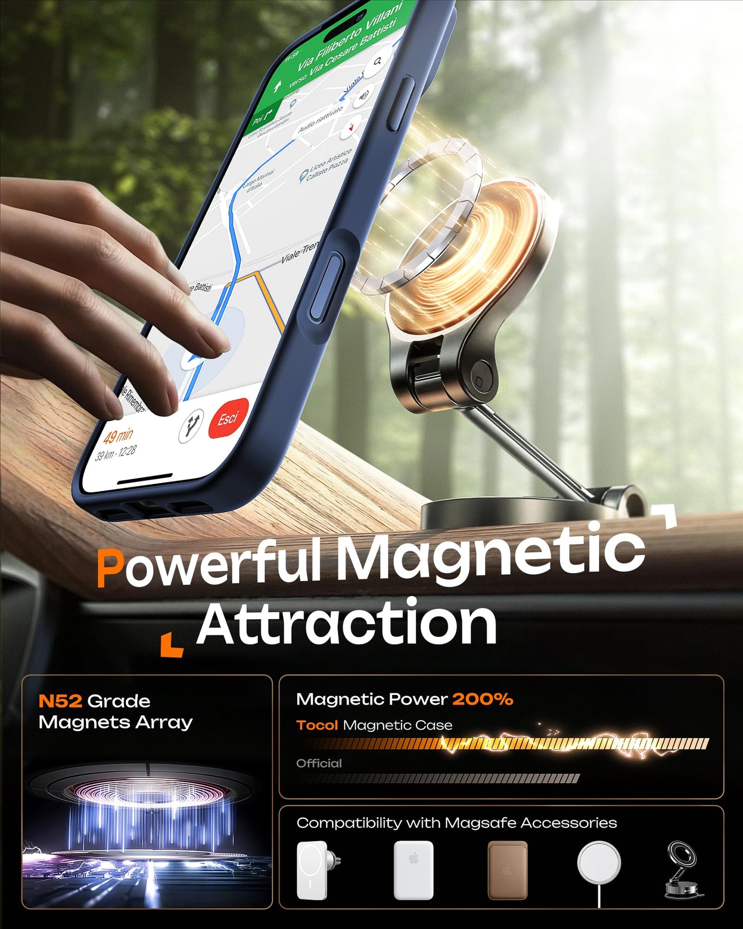 TOCOL Case for Phone 17 Pro Max, Full Camera Protection, Built-in Magnets, Compatible with Magsafe, Drop Protection, Translucent Matte Phone Case for 17 ProMax 6.9 inch (Dark Blue) - Available at All In One Marketplace Canada