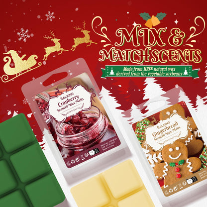 Christmas Scented Wax Melts, Strong Scentsy Wax Melts, Wax Cubes for Warmer - Christmas Wreath, Apple Cinnamon, Gingerbread, Candy Cane, Eggnog, Christmas Pudding, Cranberry, Sugar Cookie 🍁 All In One Marketplace Canada