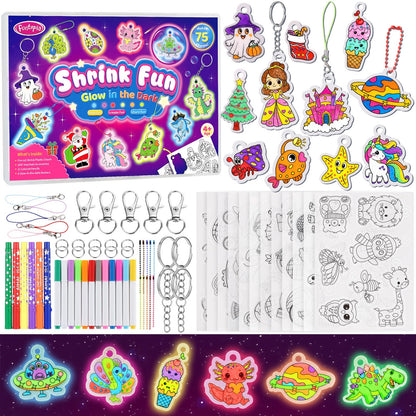 185pcs Shrinky Dink Sheets for Kids, 12 Glow in the Dark Shrink Paper Kit 🍁 All In One Marketplace Canada