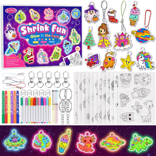 185pcs Shrinky Dink Sheets for Kids, 12 Glow in the Dark Shrink Paper Kit 🍁 All In One Marketplace Canada