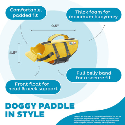 Outward Hound Granby Splash Dog Life Jacket with Handle, Reflective Floating Vest for Swimming & Boating, Maximum Buoyancy, All Skill Levels, Extra-Small Dogs & Puppies (11–15" Girth), Yellow, X-Small