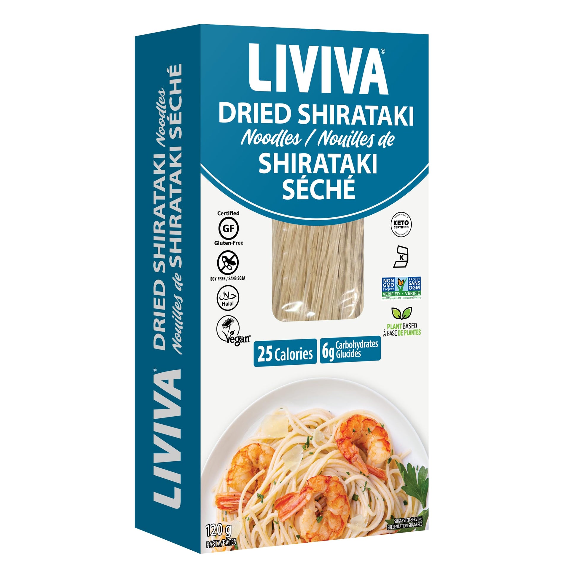 LIVIVA Dried Shirataki Noodles – Keto, Gluten Free, Vegan, Halal, Kosher, Non-GMO, Plant-Based - 6 Pack