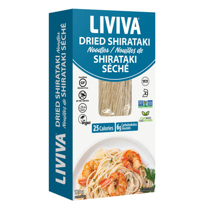 LIVIVA Dried Shirataki Noodles – Keto, Gluten Free, Vegan, Halal, Kosher, Non-GMO, Plant-Based - 6 Pack
