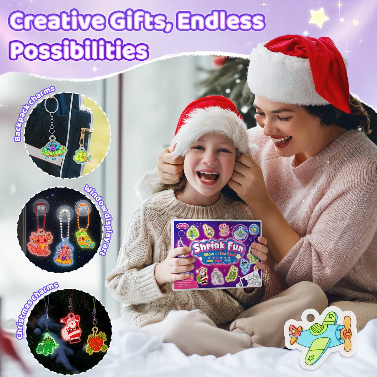 185pcs Shrinky Dink Sheets for Kids, 12 Glow in the Dark Shrink Paper Kit 🍁 All In One Marketplace Canada
