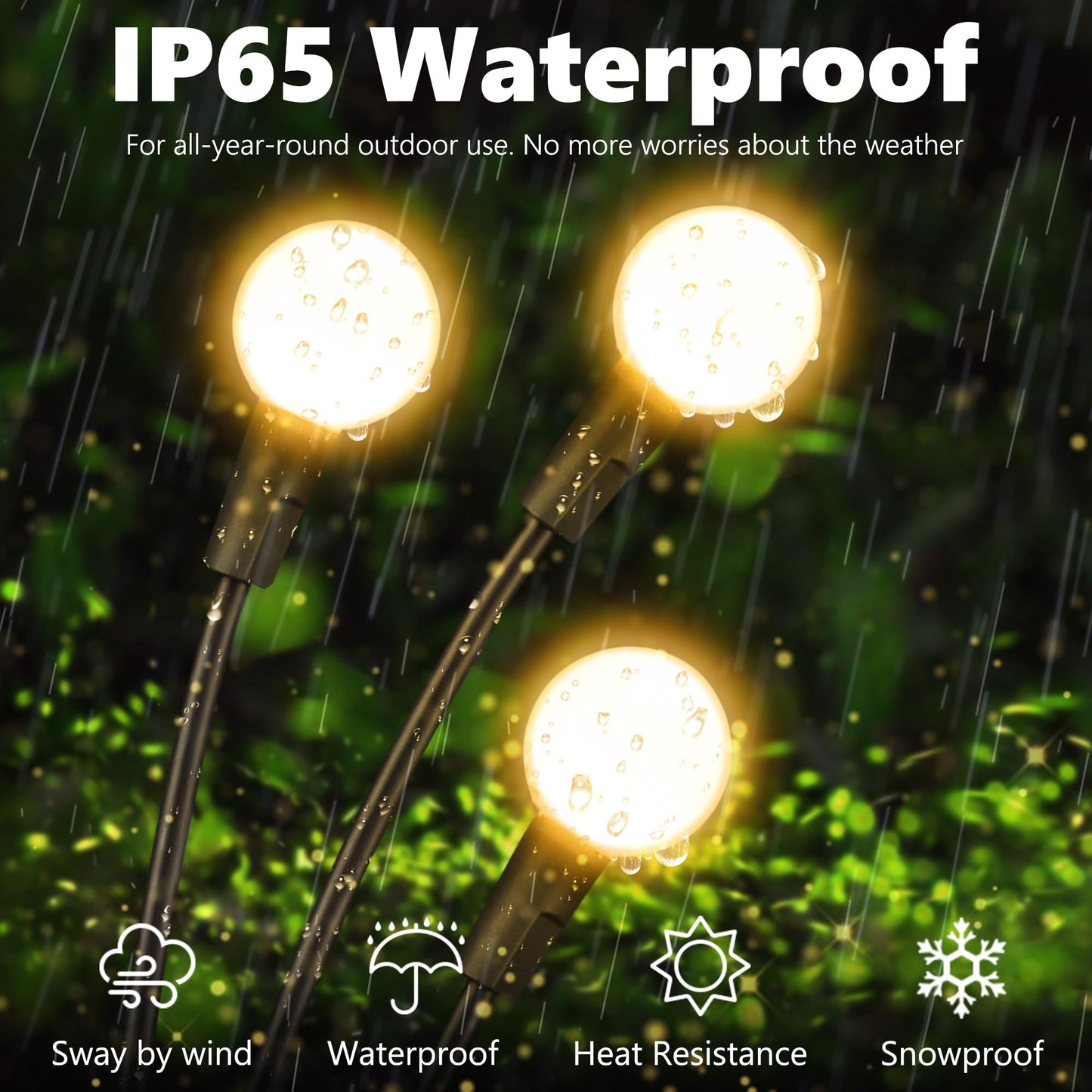 iBaycon 4 Pack Solar Firefly Lights Garden Pathway Outdoor Decor Warm White