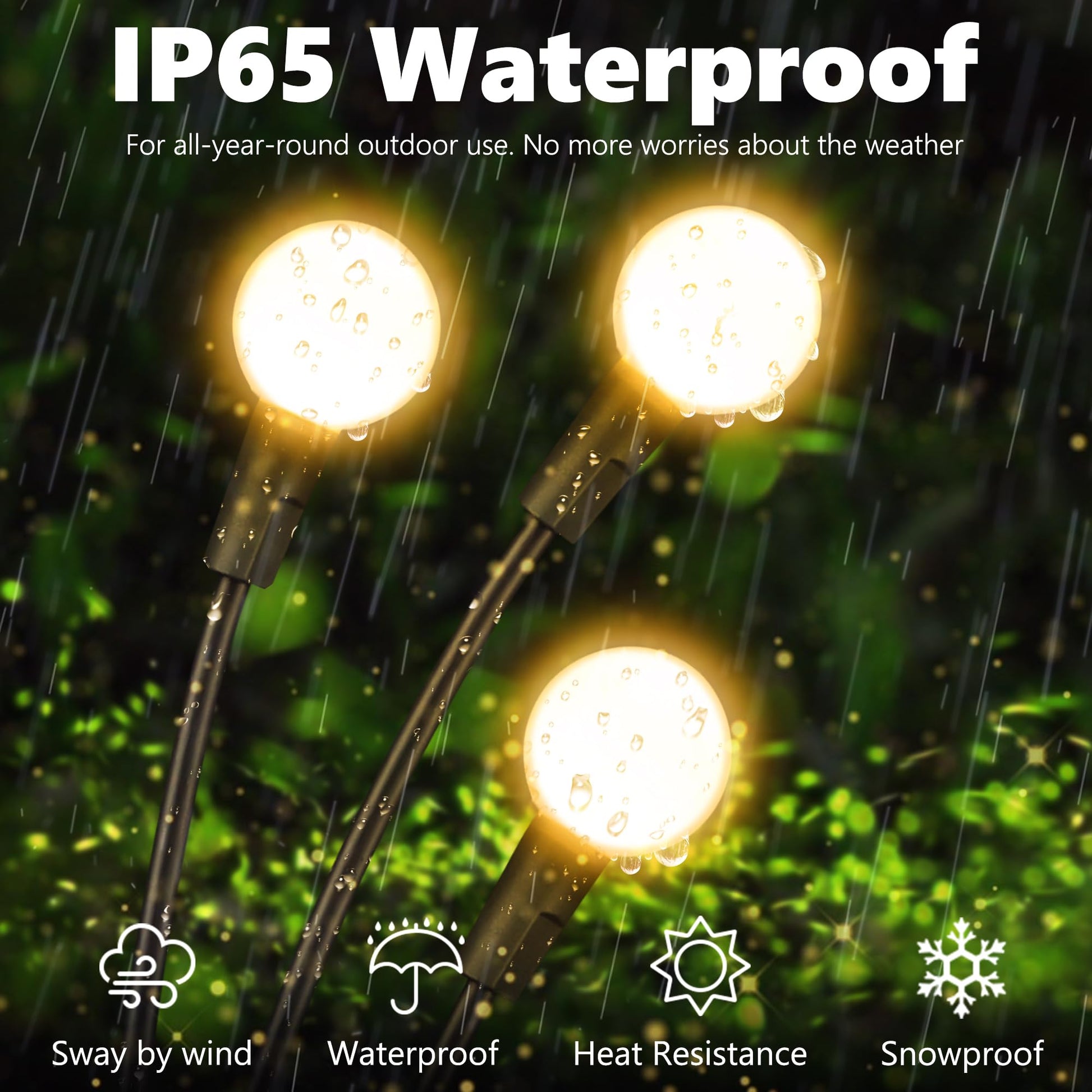 iBaycon 4 Pack Solar Firefly Lights Garden Pathway Outdoor Decor Warm White