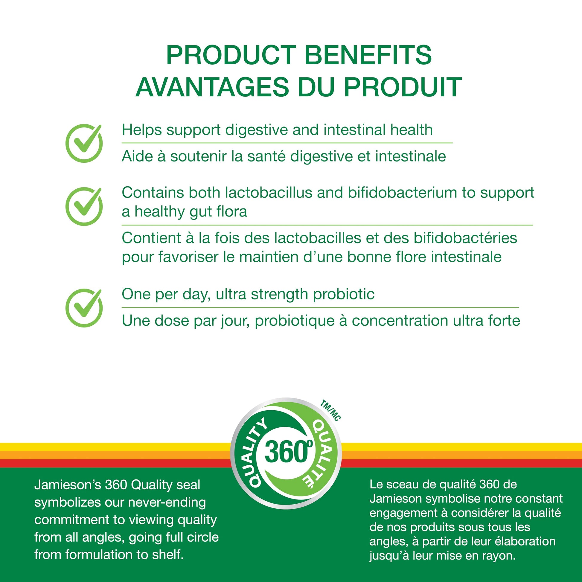Jamieson Probiotic 60 Billion Active Cells, Ultra Strength, Supports Digestive Health and Intestinal Health. 9 Unique Strains, Including Lactobacillus and Bifidobacterium, Non-GMO, Gluten-Free, 24 Vegetarian capsules - Available at All In One Marketplace Canada
