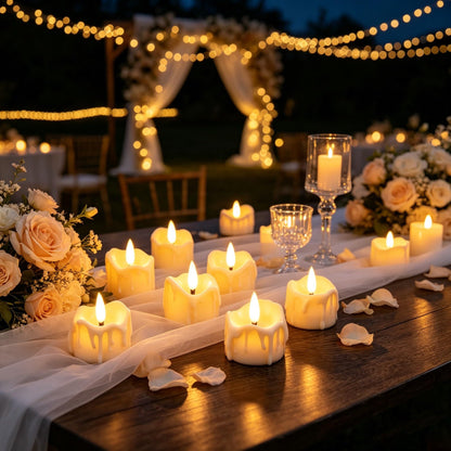 Yakpo 12 Pack LED Timer Tea Light Battery Operated, Flameless Flickering LED Votive Tealight Timer Candles, Outdoor Electric Flicker Fake Candle Bulk for Christmas Halloween Pumpkin Light Decorations 🍁 All In One Marketplace Canada