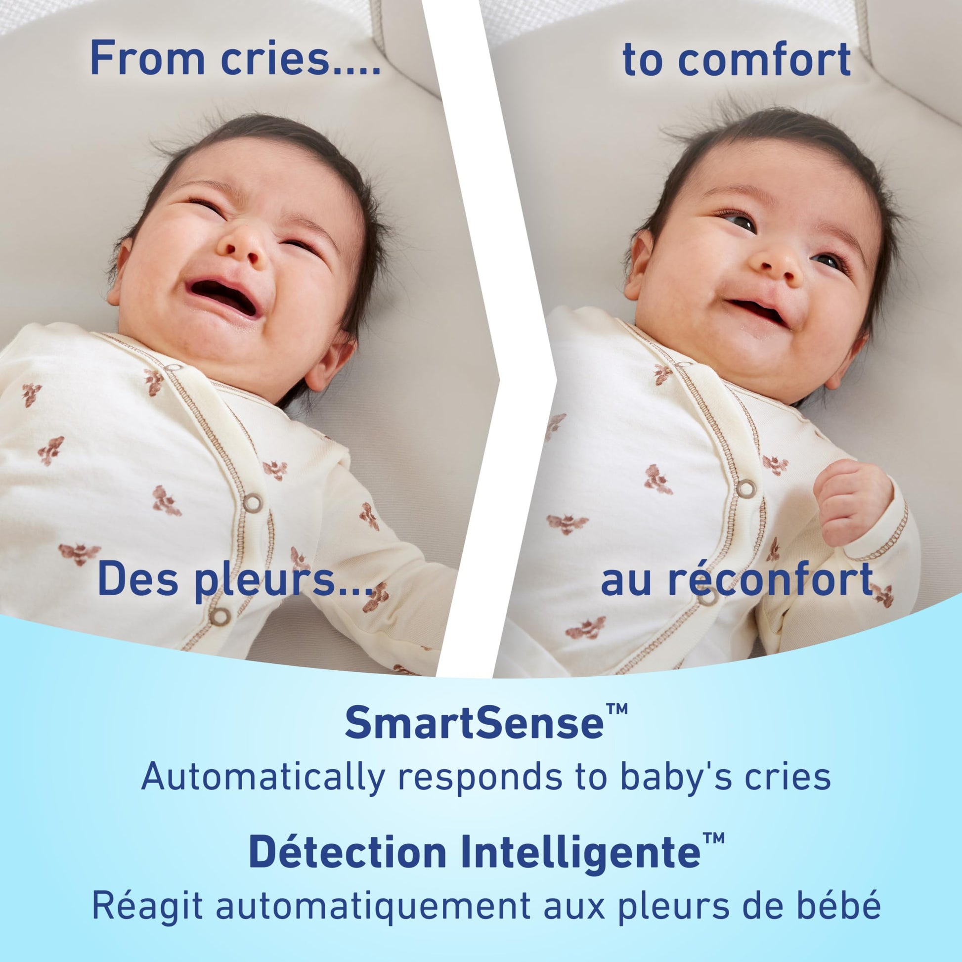 Graco SmartSense Soothing Baby Bassinet & Rocker with Cry Detection Technology, Includes 100% Organic Cotton Sheet, Luna Graco
