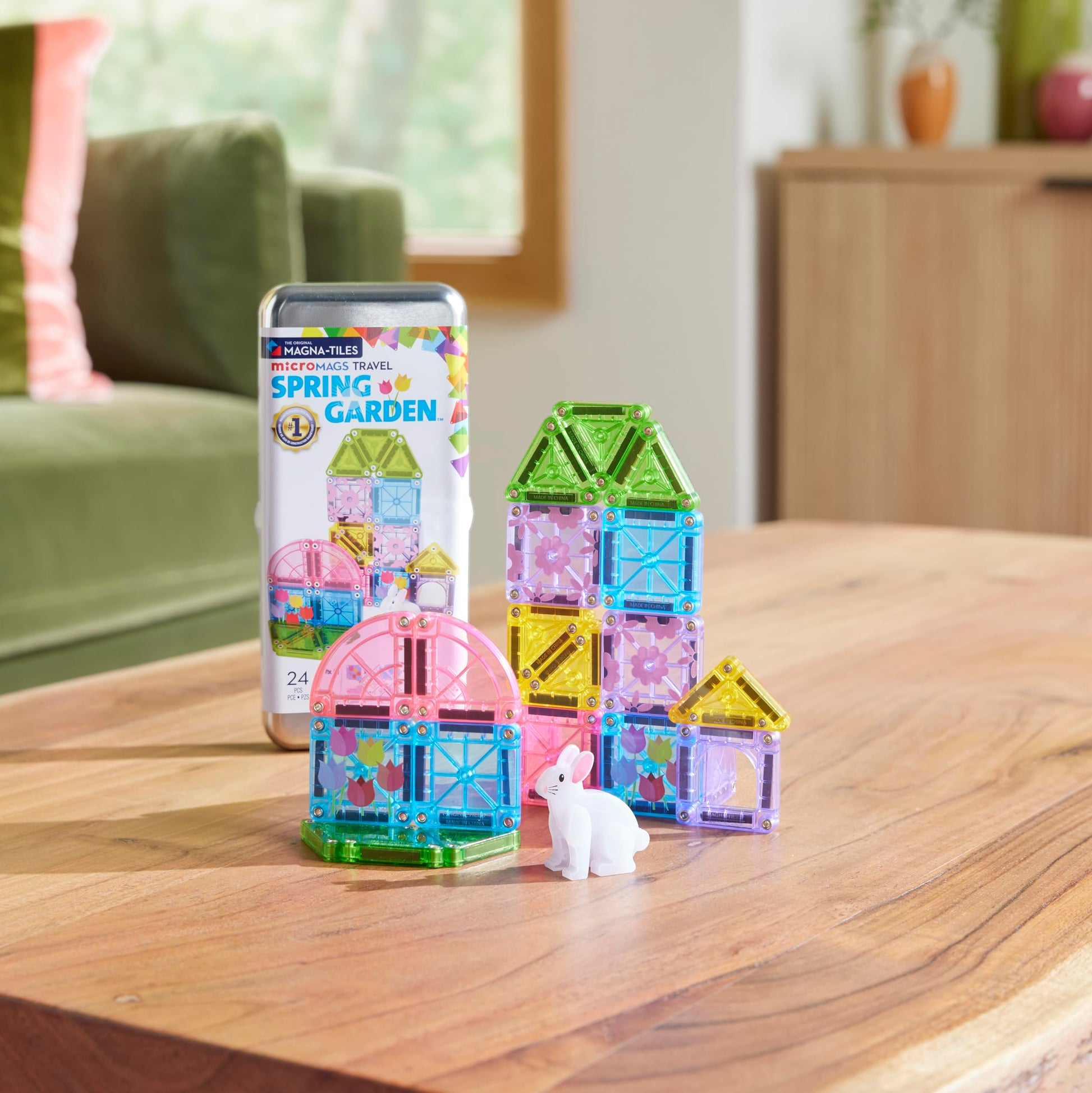 MAGNA-TILES microMAGS 24-Piece Spring Garden Travel Set, The Original Magnetic Building Brand - Available at All In One Marketplace Canada