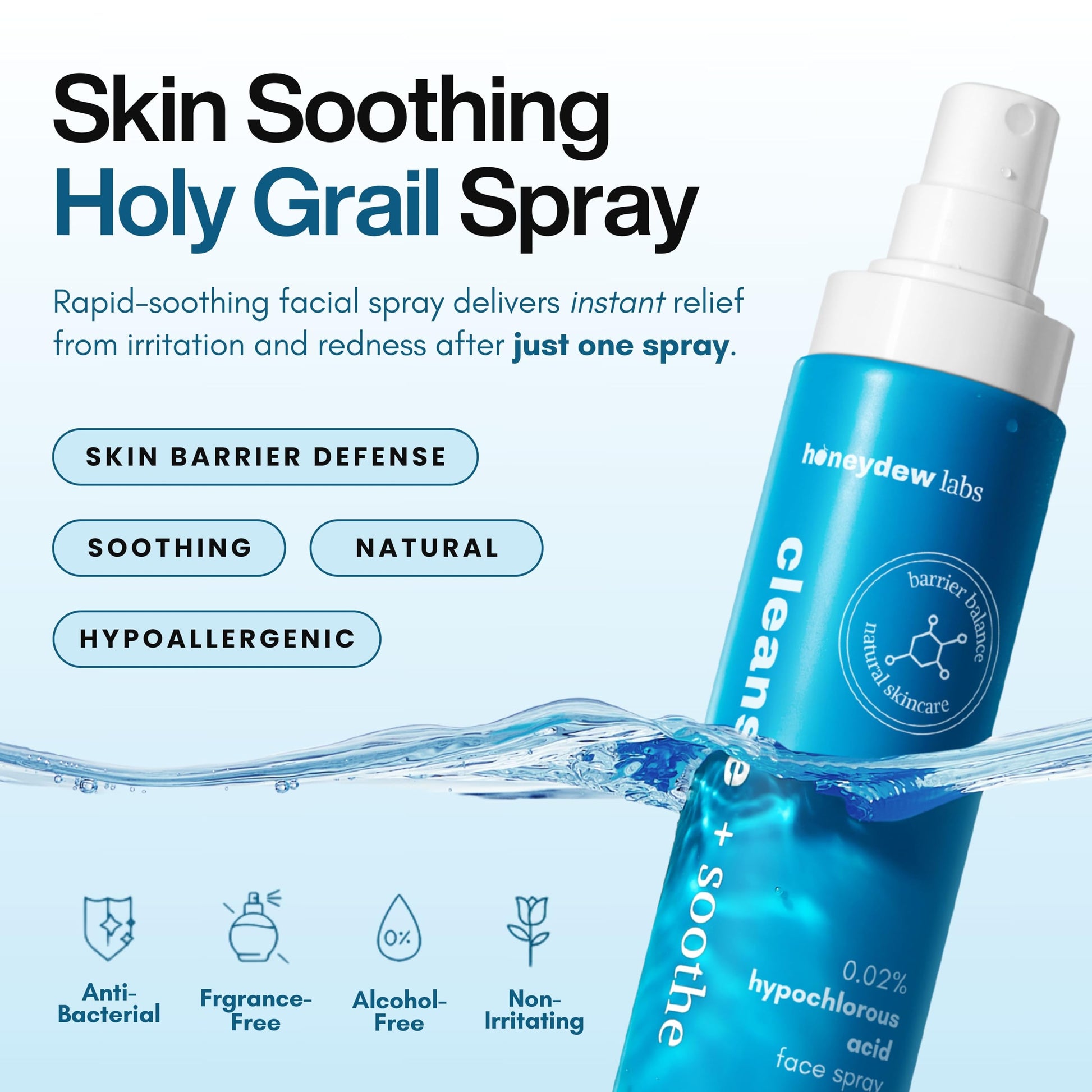 Hypochlorous Acid Spray – Dermatologist Tested HOCl Facial Cleanser for Sensitive, Acne-Prone & Irritated Skin – Soothes Redness, Eczema, Rashes & Itching – Skin Repair Spray, 200 mL - Honeydew Labs - Available at All In One Marketplace Canada
