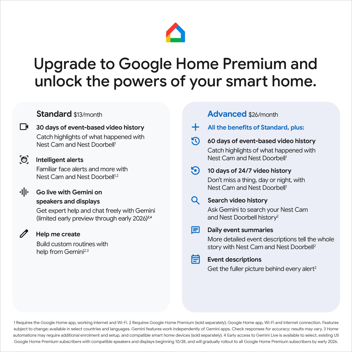 Google Nest Cam Outdoor (Wired, 2nd gen) - 2K Video and Gemini - 2-Pack