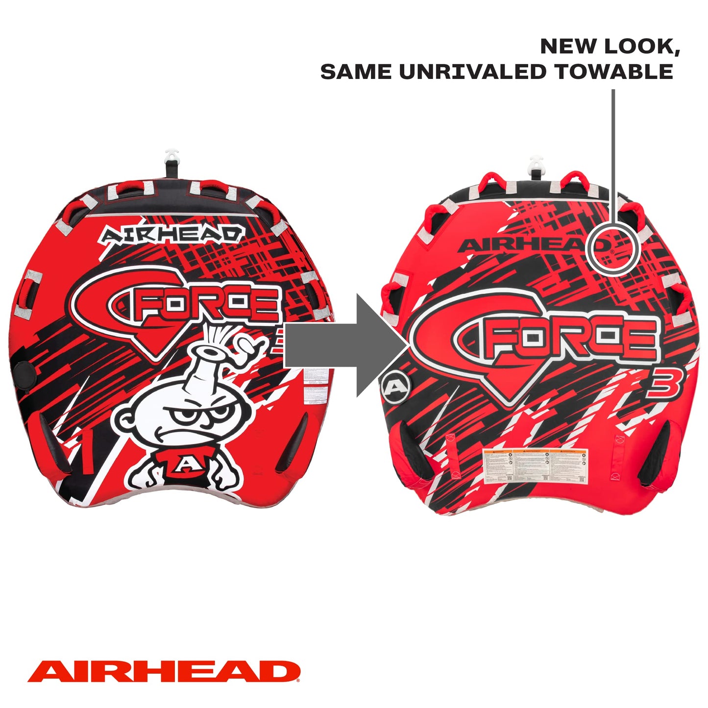 AirHead G-Force 3 Towable 1-3 Rider Tube for Boating and Water Sports, Heavy Duty Full Nylon Cover with Zipper, EVA Foam Pads, and Patented Speed Safety Valve for Easy Inflating & Deflating 🍁 All In One Marketplace Canada