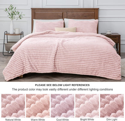 BEDELITE Fleece Queen Comforter Set, Soft Fluffy Bedding Set, Pink 🍁 All In One Marketplace Canada