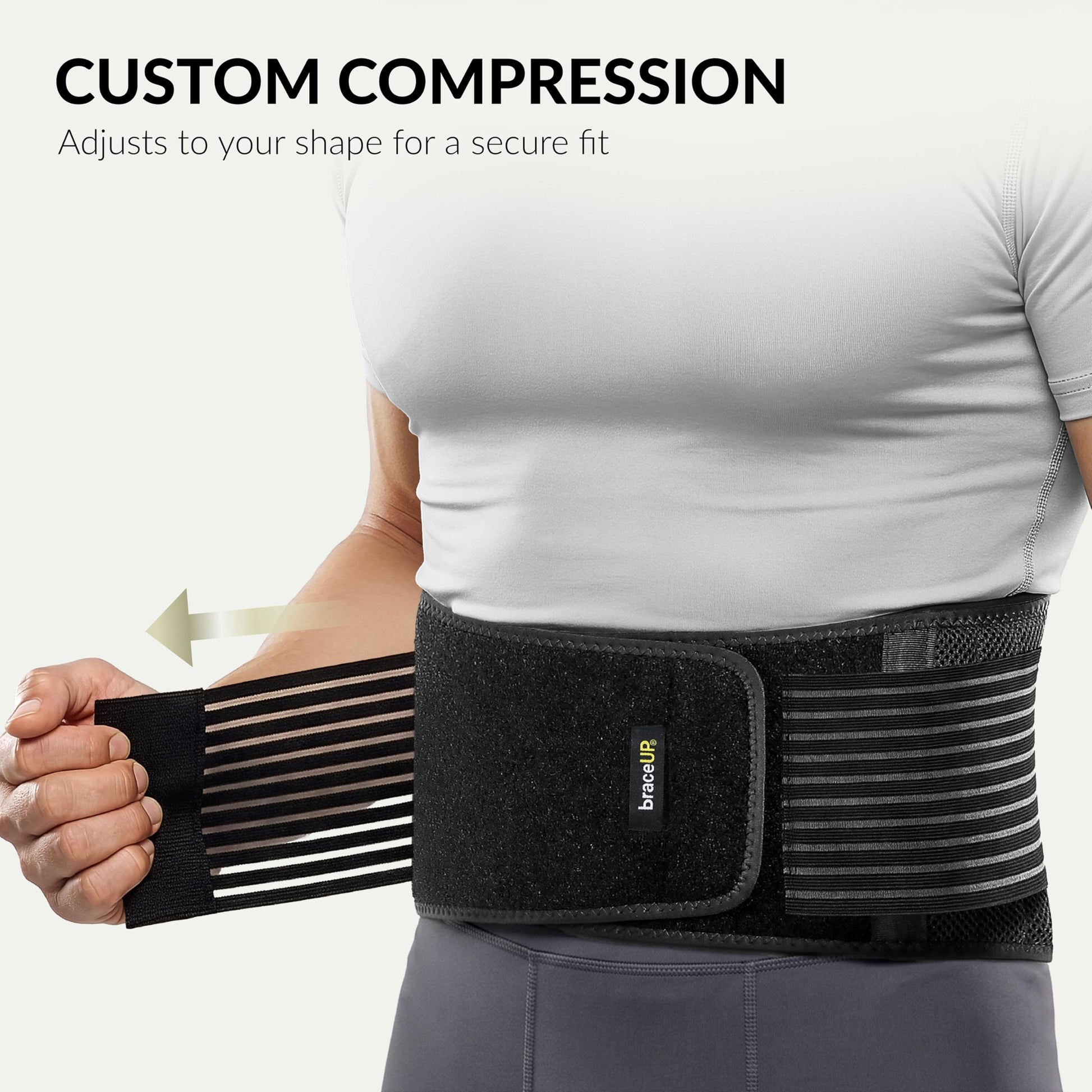 BraceUP Back Support, Back Brace for Men and Women - Lumbar Support Lower Back Belt for Back Pain Relief, Herniated Disc, Heavy lifting, with Dual Adjustable Straps (L/XL 90-110 cm) - Available at All In One Marketplace Canada