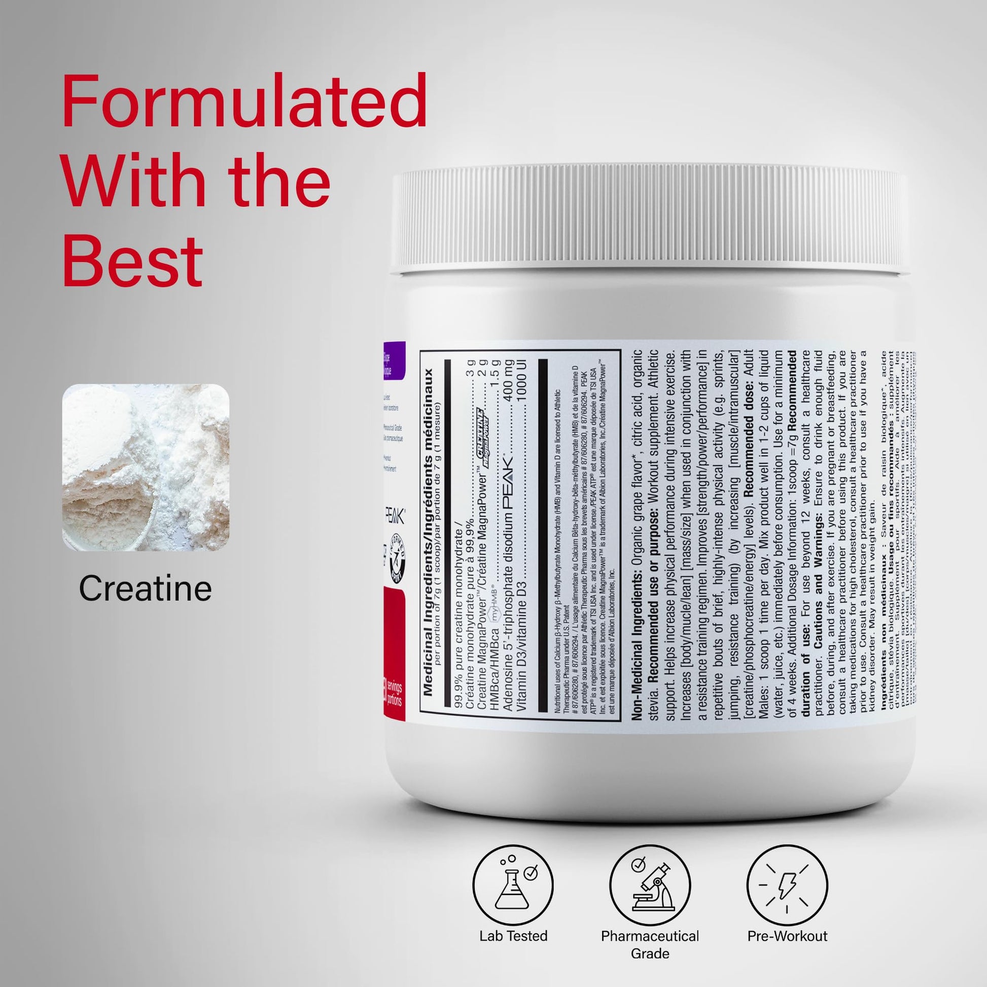 atplab Myoprime Creatine Monohydrate Powder, Creatine, Organic Grape, 210 g ATP LAB