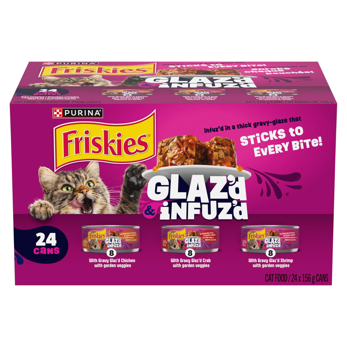 Friskies Glaz'd & Infuz'd Wet Cat Food, Variety Pack 156g (24 Pack)