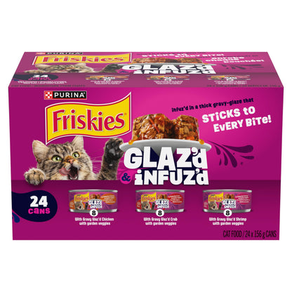 Friskies Glaz'd & Infuz'd Wet Cat Food, Variety Pack 156g (24 Pack)