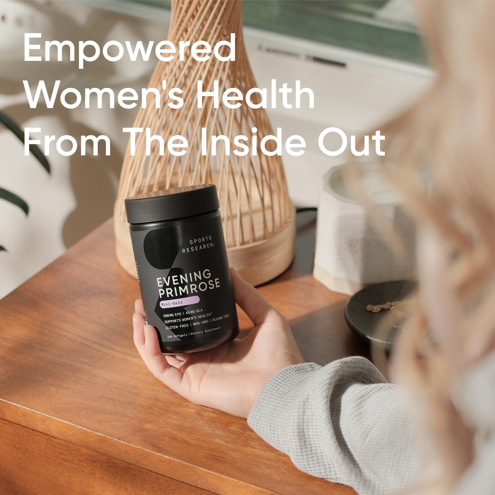 Sports Research® Evening Primrose Oil with GLA - Cold Pressed Primrose Oil supporting Women's Health - Hexane Free · Non-GMO · Gluten Free - 120 Count Softgels - Available at All In One Marketplace Canada