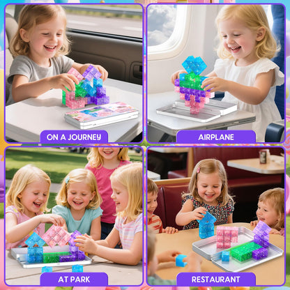CZCUUDZ Magnetic Blocks Travel, 35PCS Mini Magnetic Blocks for Toddlers, STEM Building Cubes with Portable Iron Box, Magnetic Building Blocks for Kid Ages 3 4 5 6 7 8 Christmas Birthday Gifts, Glitter 🍁 All In One Marketplace Canada