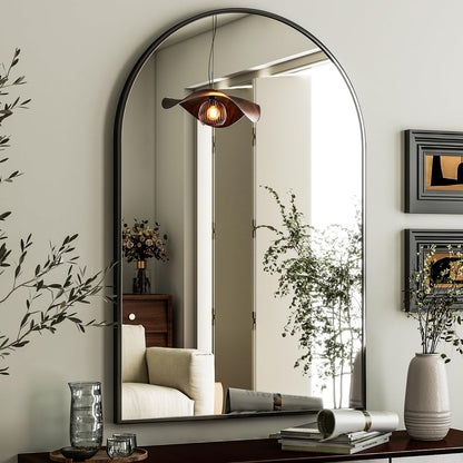 HARRITPURE 24"x36" Arched Wall Mirror, Black Bathroom Mirror for Wall