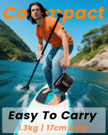 Dual Power Electric Paddle Board Pump, Rechargeable & 12V DC Portable SUP Air Pump, 20 PSI, 13,500mAh Battery, Dual Stage Inflation & Deflation, Auto-Off for Paddle Boards, Kayaks, Tents & Inflatables - Available at All In One Marketplace Canada