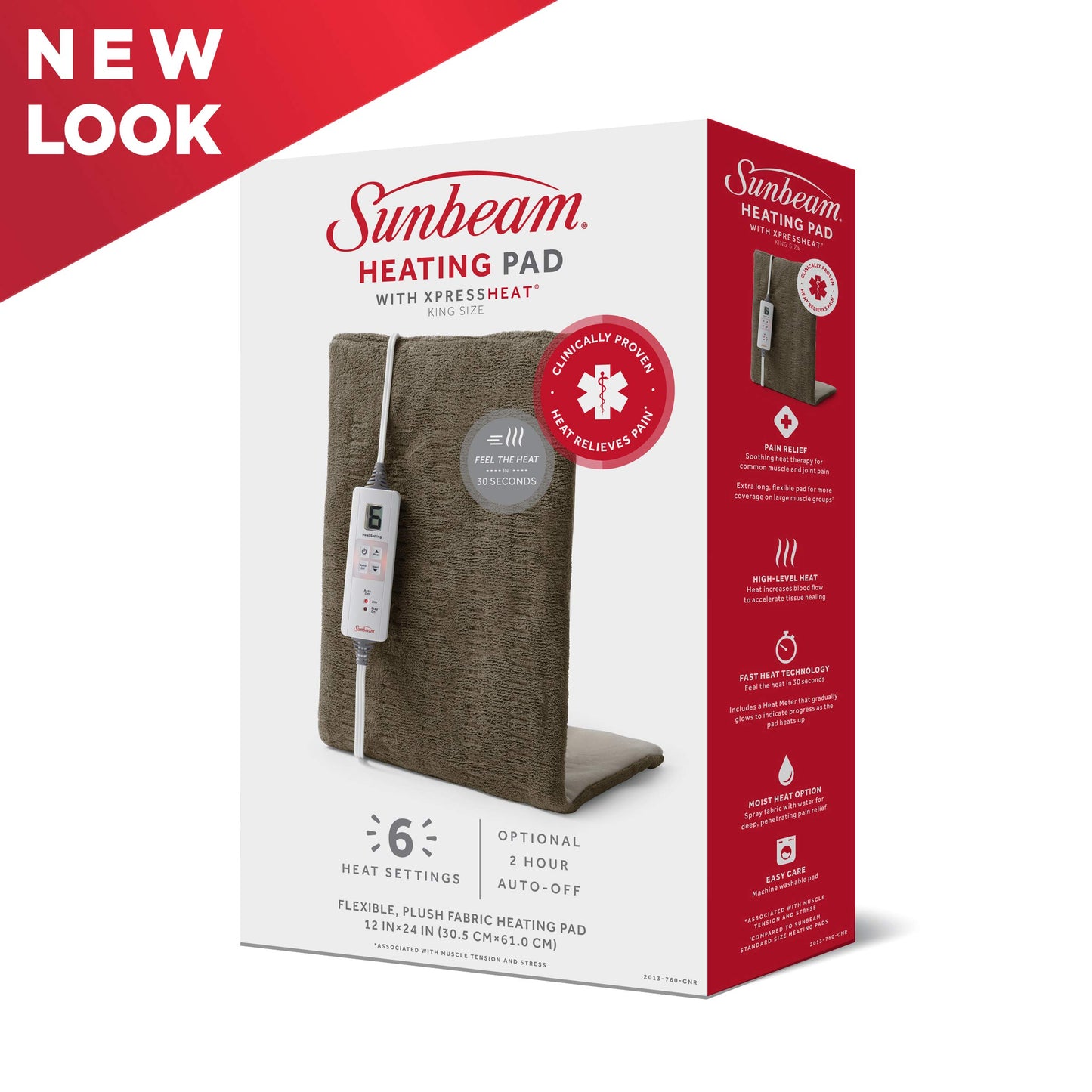 Sunbeam Premium Heating Pad with XpressHeat Technology - Electric Heating Pad for Neck, Shoulder and Back Pain, King Size, Brown - Available at All In One Marketplace Canada