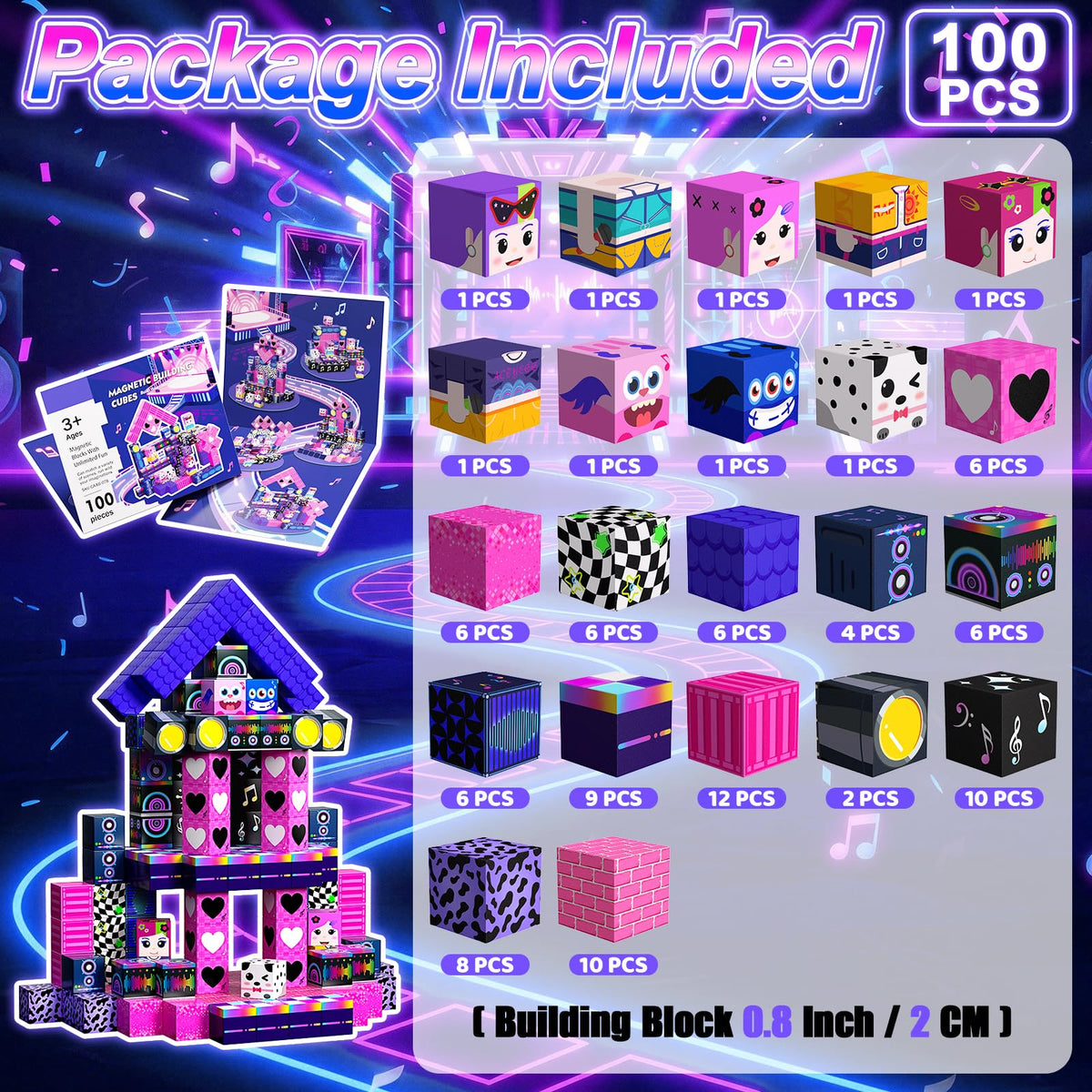 SSAWER Magnetic Blocks, 100PCS Toys Building Blocks Cubes Gifts for Girls 🍁 All In One Marketplace Canada