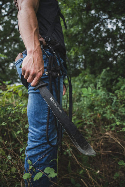 Hooyman Bush Machete with Heavy Duty Construction, Ergonomic No-Slip Handle and Belt Sheath for Gardening, Land Management, Bushcraft, Hunting and Outdoor , Black/Green Hooyman